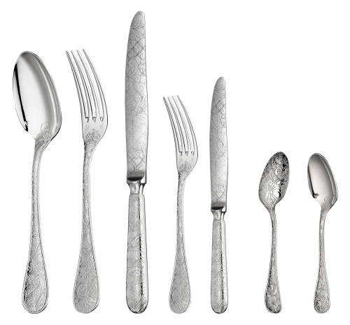 Garden of Eden Set 36 pieces of table for 6 persons in silver plated metal