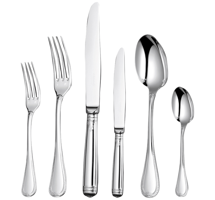 Malmaison Set 36 pieces of table for 6 persons in silver plated metal